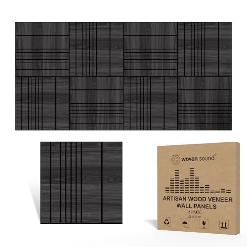 WoveN SounD Acoustic Wall Panels, Black Oak, 8 Pack, 23.6x23.6 in - color: Black Oak, size: VariSlat