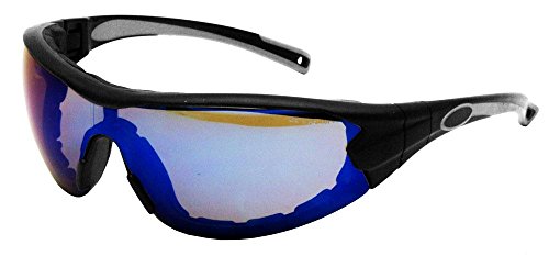 Gateway Safety 21GB9F Swap Wraparound Hybrid Eye Safety Glasses/Goggles, Blue Mirror Anti-Fog Lens, Black Frame with Foam Edge - color: Blue Mirror Anti-fog Lens