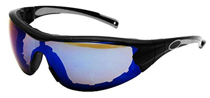 Gateway Safety 21GB9F Swap Wraparound Hybrid Eye Safety Glasses/Goggles, Blue Mirror Anti-Fog Lens, Black Frame with Foam Edge - color: Blue Mirror Anti-fog Lens