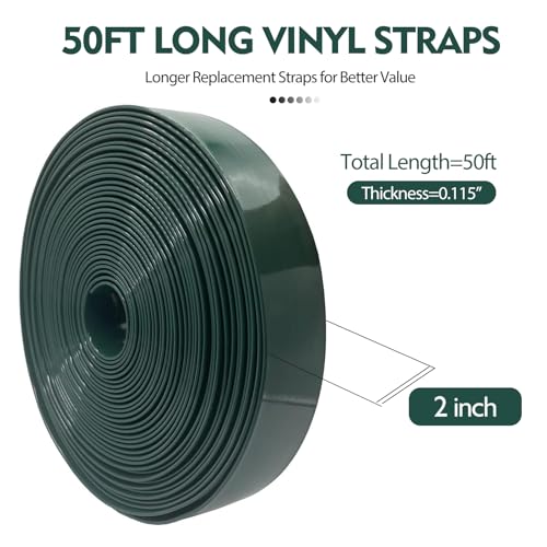 LukLoy 2" Wide 50ft Long Vinyl Straps for Patio Chairs Repairs, Green - color: Dark Green