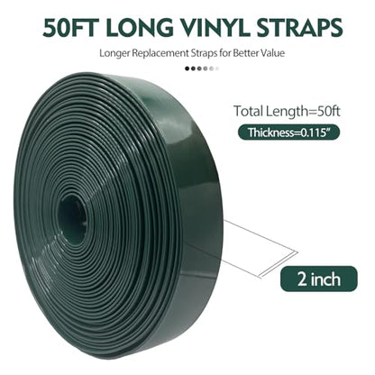 LukLoy 2" Wide 50ft Long Vinyl Straps for Patio Chairs Repairs, Green - color: Dark Green