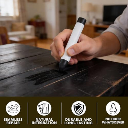 Wood Filler Sticks, Black Furniture Wax Crayons for Scratches, Wood Floor Repair Wax Filler Sticks, Touch Up Wax Sticks Repair for Scratches, Holes, Floor, Laminate, Carpenters (Black)