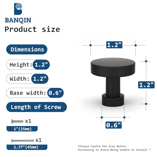 20 Pack Black Cabinet Knobs Kitchen Cabinet Hardware Round Drawer Knobs Matte Black Knobs and Pulls for Kitchen Cabinets - color: Black, size: 20 Pack