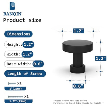 20 Pack Black Cabinet Knobs Kitchen Cabinet Hardware Round Drawer Knobs Matte Black Knobs and Pulls for Kitchen Cabinets - color: Black, size: 20 Pack