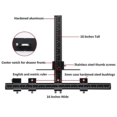 Cabinet Hardware Jig Tool All Aluminum Alloy,Adjustable Drill Guide Template Tool for Installation of Door Drawer Front Knobs Handles and Pulls