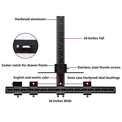 Cabinet Hardware Jig Tool All Aluminum Alloy,Adjustable Drill Guide Template Tool for Installation of Door Drawer Front Knobs Handles and Pulls