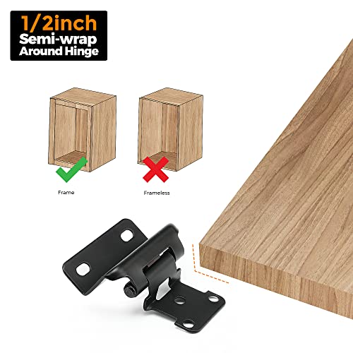Ravinte Black Kitchen Cabinet Hinges, Semi Wrap 1/2 Inch Overlay, 10 Pack - size: Semi Wrap 1/2 inch