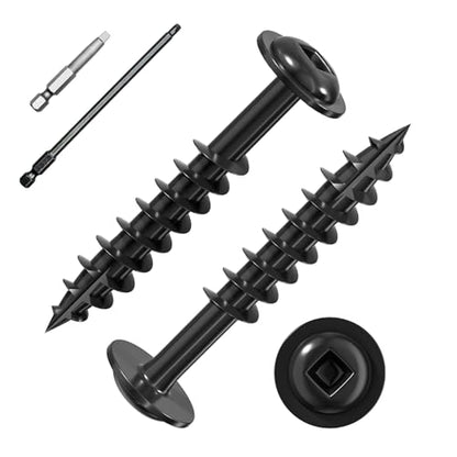 Wensilon Pocket Hole Screws, #8 x 1-1/4", Square Drive, Black, 1lbs 135pcs - color: Black, size: 8*1-1/4"