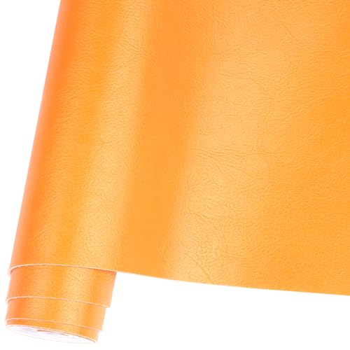 Smooth Solid Color Faux Leather Sheets Roll 12"X53" (30cmX135cm),Very Suitable for Making Crafts, Leather Earrings, Bows,Sewing… (Orange) - color: Orange