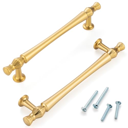 5 Inch Brushed Gold Cabinet Pulls 10 Pack French Style P2408 - color: Brushed Gold, size: 5" Hole Centers-10 Pcs