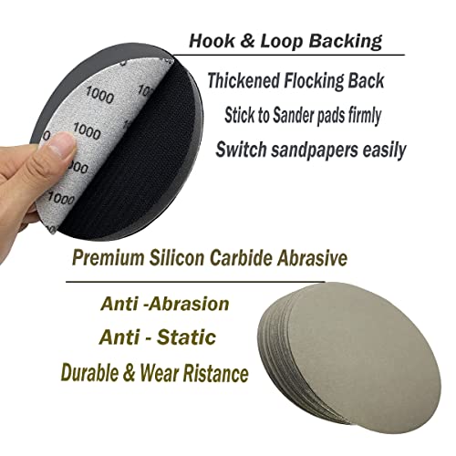 6 Inch Wet Dry Sandpaper, 24 PCS Grit Sanding Disc (400/600/800/1000) - style: Grit 400-1000