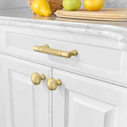 Amerdeco 10 Pack Brushed Gold knurled Cabinet Pulls 4" - color: Brushed Gold, size: 4" hole center