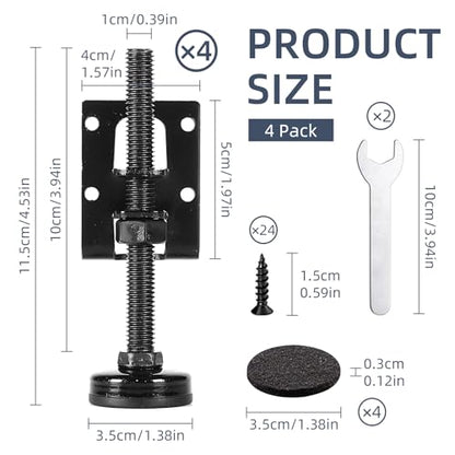 4 Pack Heavy Duty Adjustable Leveling Feet - Furniture Levelers for Workbench, Table, Cabinet, Wardrobe