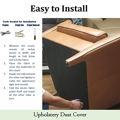 3 yds. X 63 ins. Upholstery Dust Cover Fabric Replacement, Non-Woven Black Cambric Fabric for Under Cloth of Couches, Recliners, Loveseats, Chairs, Sofas or Mattresses Bottom Cover - size: 10 Inches