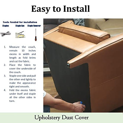 3 yds. X 63 ins. Upholstery Dust Cover Fabric Replacement, Non-Woven Black Cambric Fabric for Under Cloth of Couches, Recliners, Loveseats, Chairs, Sofas or Mattresses Bottom Cover - size: 10 Inches