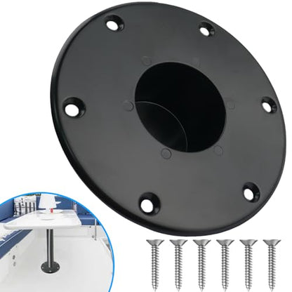 1 Pack Black RV Table Base Mount Aluminum Camper Table Base Mount with 6 Mounting Holes Floor Mounting Base Includes Mounting Screws - color: 1pack