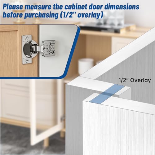TopDirect 20 Pack Overlay Soft Close Door Hinges,1/2 inch Kitchen Cabinets Hinges for Face Frame Door,105°Opening Angle Concealed Self Closing Cabinet Hinges - size: 20 Pack