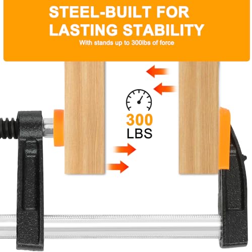4-Pack 6-Inch F Clamps Set, Steel Bar Clamps for Woodworking - color: Yellow 4 Pack-6 Inch