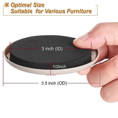 Furniture Sliders for Carpet 8 PCS - 3 1/2" - size: 3.5 inch 8 PCS (Round)