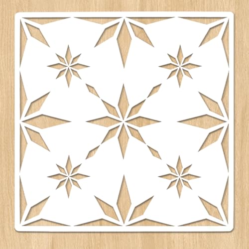 2-Pack 12" x 12" Reusable Tile Stencils, Geometric Star Pattern - size: Snowflake Design