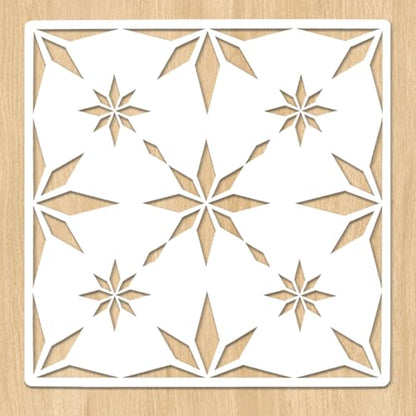 2-Pack 12" x 12" Reusable Tile Stencils, Geometric Star Pattern - size: Snowflake Design