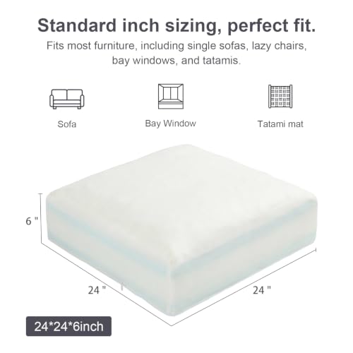 6" Sofa Cushion Insert, 4-Layer Memory Foam Couch Replacement Pad - color: White, size: 24" x 24" x 6"