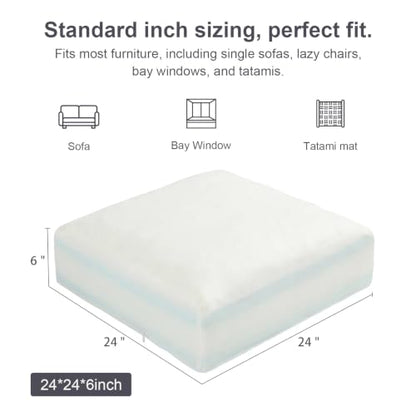6" Sofa Cushion Insert, 4-Layer Memory Foam Couch Replacement Pad - color: White, size: 24" x 24" x 6"