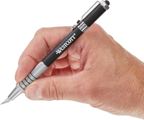 Westcott 16963 Pen-Style Retractable CarboTitanium Bonded Hobby Knife, Silver