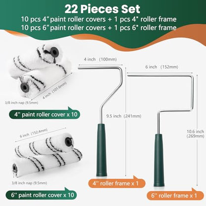 20 Pack 4 Inch and 6 Inch Microfiber Paint Roller Covers - size: 4 Inch & 6 inch, 22 Pack