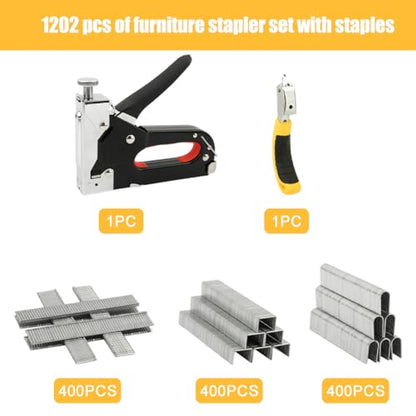 Upholstery Staple Gun Heavy Duty, 3 in 1 Staple Gun Kit with 1200 Staples
