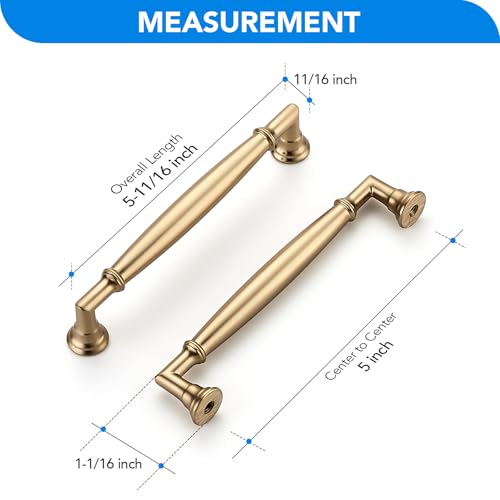 HOME EDIT Champagne Bronze Cabinet Handles 5 Inch Pulls 5 Pack - color: Champagne Bronze, size: 5 inches Hole Center