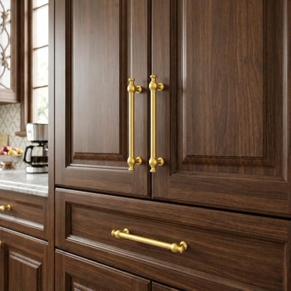 khtumeware 5-Pack 8-Inch(203mm) Vibrant Brushed Moderne Brass Cabinet Pulls - color: Vibrant Brushed Moderne Brass, size: 8"(203mm) Hole Center
