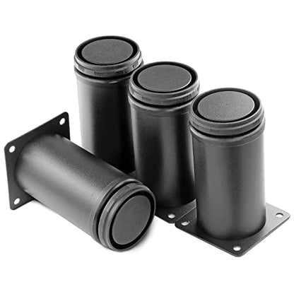 Stainless Steel Adjustable Furniture Legs 4 Inch - Black - 4pcs - color: Black, size: 4"