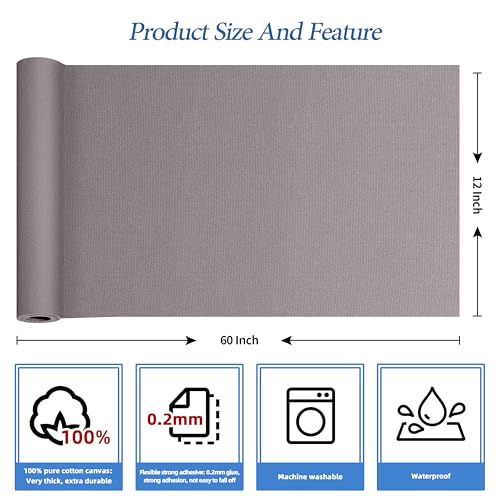KING MOUNTAIN Canvas Iron on Patch,12"×60",Waterproof 100% Cotton Fabric Repair Patch,Used for Various Sofa,Tent,Clothes,Seats,Suitcases (Light Gray,Waterproof) - color: Light Grey, size: Canvas-12x60