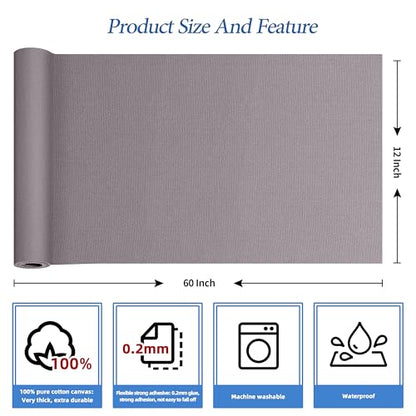 KING MOUNTAIN Canvas Iron on Patch,12"×60",Waterproof 100% Cotton Fabric Repair Patch,Used for Various Sofa,Tent,Clothes,Seats,Suitcases (Light Gray,Waterproof) - color: Light Grey, size: Canvas-12x60