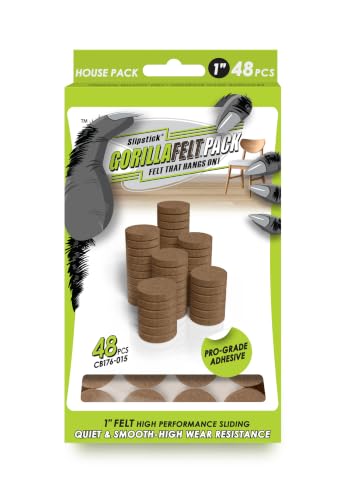 Slipstick GorillaFelt Premium Felt Furniture Pads/Chair Floor Protectors (1 Inch Round) Includes 48 Heavy-Duty Felt Pads with Self Stick Adhesive, Beige - size: 48 PCS 1" Beige