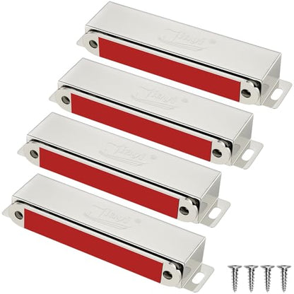Jiayi 4 Pack Cabinet Door Magnets Heavy Duty 90lb Magnetic Cabinet Catch Stainless Steel Strong Magnetic for Kitchen Cupboard Wardrobe Closet Door Closure Drawer Latch - size: 90 lb (4 Pack) - Silver