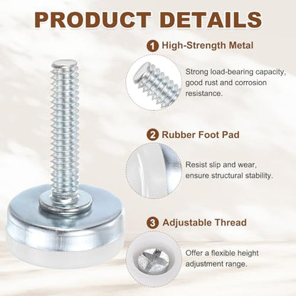 uxcell 4Pcs Furniture Leveling Feet, 1/4"-20x0.8 x1 Adjustable Metal - size: 1/4"-20 x 0.8" x 1"