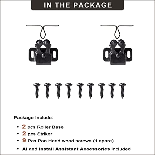 Keenkee Cabinet Latch Double Roller Catch, Black Nickel, 2 PCS - color: BlackNickel 2ps