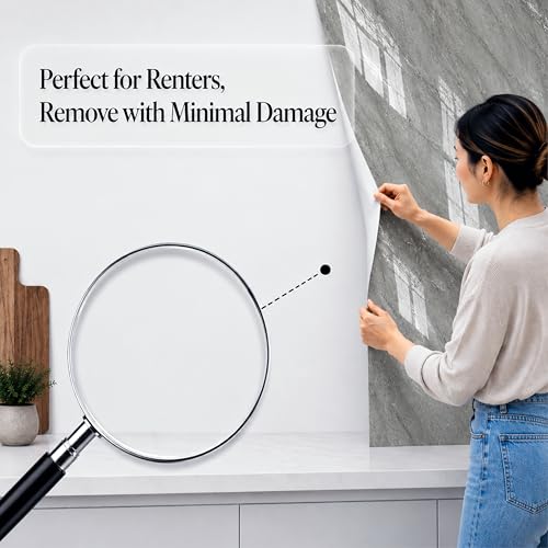 Very Berry Sticker Marble Contact Paper (Deep Gray, 15.7" x 78", 1 Pack) - color: Deep Gray, size: 15.7" x 78"