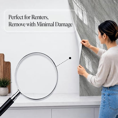 Very Berry Sticker Marble Contact Paper (Deep Gray, 24" x 118", 2 Pack) - color: Deep Gray, size: 24" x 118" (2-pack)