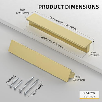 Goldenwarm 10 Pack 5 Inch Gold Cabinet Handles Dresser Drawer Pulls - color: Matte Gold, size: 5in Hole Centers