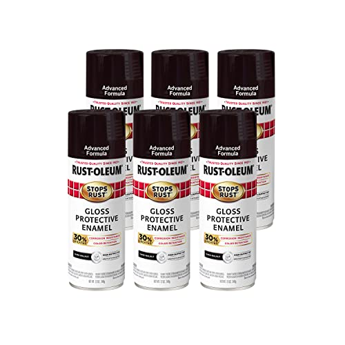 Rust-Oleum 345392-6PK Stops Rust Advanced Spray Paint, Gloss Dark Walnut, 12 Ounce (Pack of 6) - color: Gloss Dark Walnut, size: 12 Ounce (Pack of 6), style: Gloss