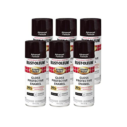 Rust-Oleum 345392-6PK Stops Rust Advanced Spray Paint, Gloss Dark Walnut, 12 Ounce (Pack of 6) - color: Gloss Dark Walnut, size: 12 Ounce (Pack of 6), style: Gloss