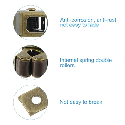 PATIKIL Cabinet Latch Double Roller Catch, 6 Pcs Stainless Steel Cabinet Door with Screws Spring Bead Hardware Latches with Spear Strike for Cupboard Wardrobe Pcs, Bronze - color: Bronze