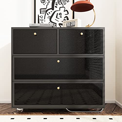 Wallercity Glossy Black Contact Paper Peel and Stick Shiny Glitters Countertop Contact Paper Self Adhesive Removable Wallpaper for Cabinets 15.8"x118" Waterproof Kitchen Table Tops Cover Vinyl Film - color: Black, size: 15.8"W x 118"L