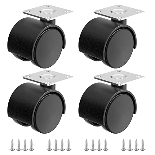 2 Inch Casters Set of 4, Plastic Wheels for Furniture, Plate Swivel Nylon Castor Wheels for Carts, Furniture, Planter, Baby Bed, Kitchen, Drawers, Cabinet, Table (with Stainless Steel Screws) - style: 2 inch