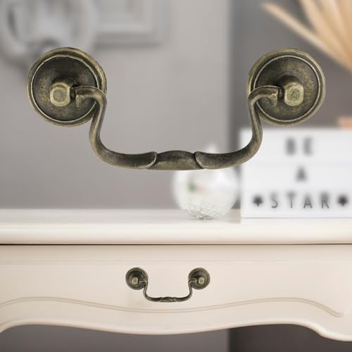 6 Pcs Antique Bail Handle Drop Pulls Vintage Bronze Drop Bail Pulls