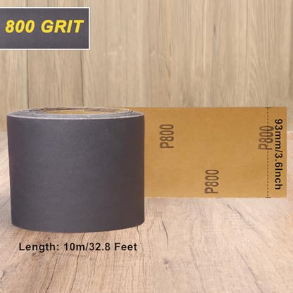 Sandpaper Roll 800 Grit, Wet Dry Sand Paper 3-2/3" Wide 11 Yard - style: 800 Grit