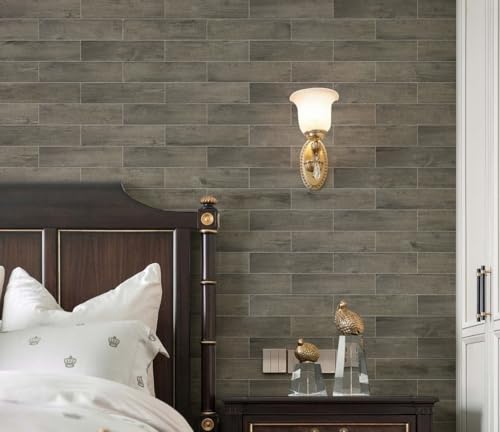 COLAMO 24PCS Peel and Stick Tile Backsplash, Thick Rigid Grey Oak Weathered Self Stick Faux Shiplap Paneling,Stick On Wood Plank Accent Wall Subway Brick Tile for RV,Adhesive Kitchen Backsplash - color: Oak-Athens Grey